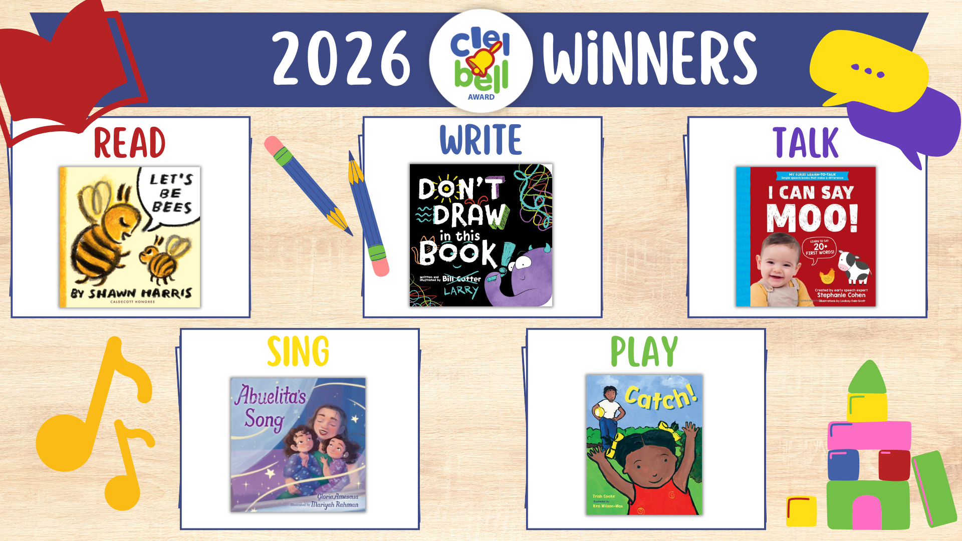 Book cover images for 2025 CLEL Bells Awards